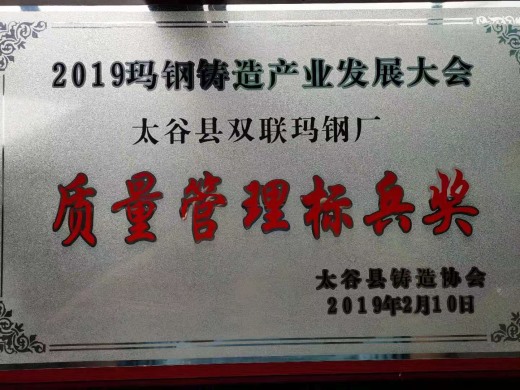 质量管理标兵奖
